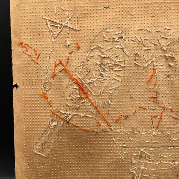 Vintage Plastic Button and Glass Bead Parrots and Flower Paper Backed Picture - Picture 8 of 8